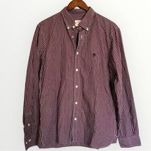 Brooks Brothers Red Fleece Shirt Mens Sz Large Plaid Long Sleeve Button Up